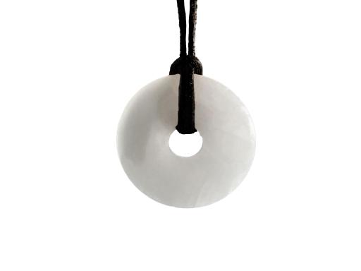Baryt Donut Edelstein Anhänger inkl. 1m Leder- oder Kunstleder Halskette (Schmuckstein)